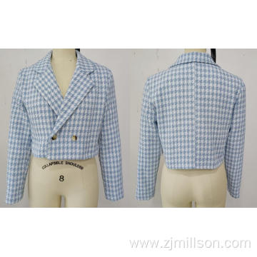 Woven Blue Checks Yarn Dyed Short Jackets